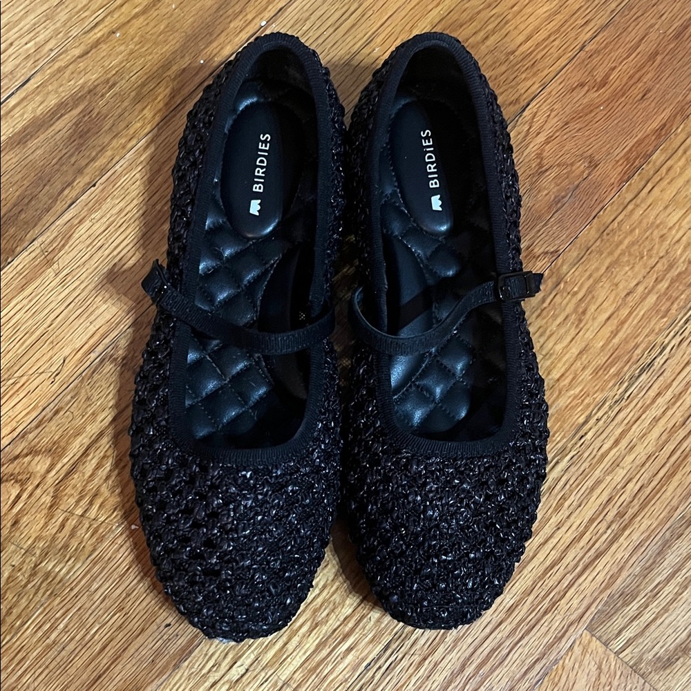 Birdies Textured Black Mary Janes